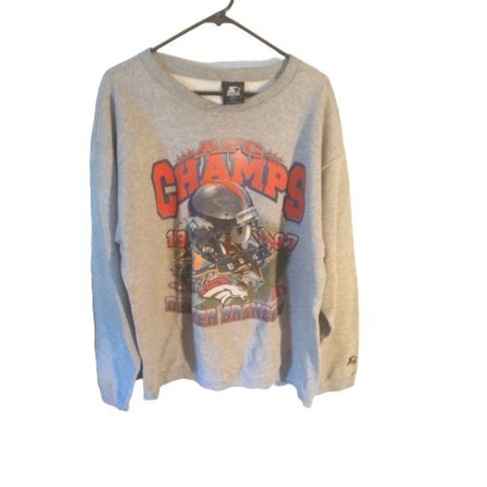Vintage Starter Denver Broncos 1997 AFC‎ Championship Sweat Shirt Size XL